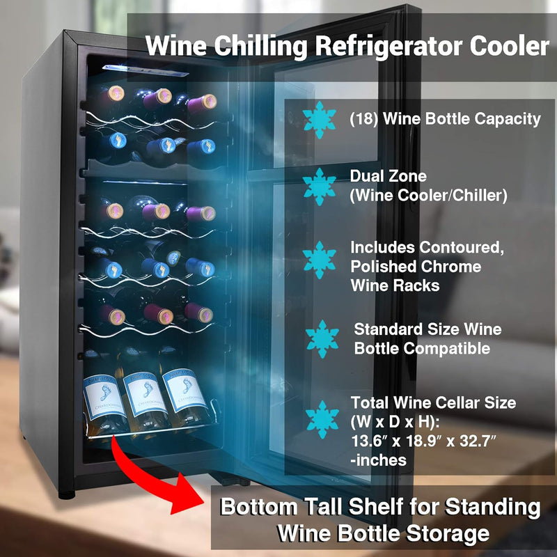 NutriChef PKCWCDS188 Dual Zone Cooler for White and Red Wines Chiller