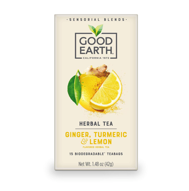 Good Earth Sensorials Herbal Tea - Ginger, Turmeric & Lemon Flavor - 15 Tea Bags
